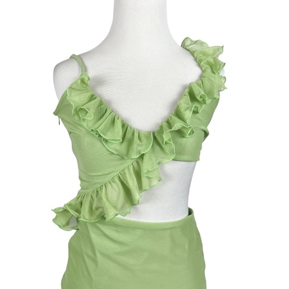 Oh Polly Ivelisse Ruffle Trim Asymmetric Dress in Green Size 6 - Picture 5 of 11